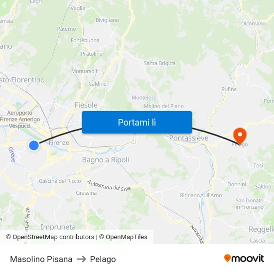 Masolino Pisana to Pelago map