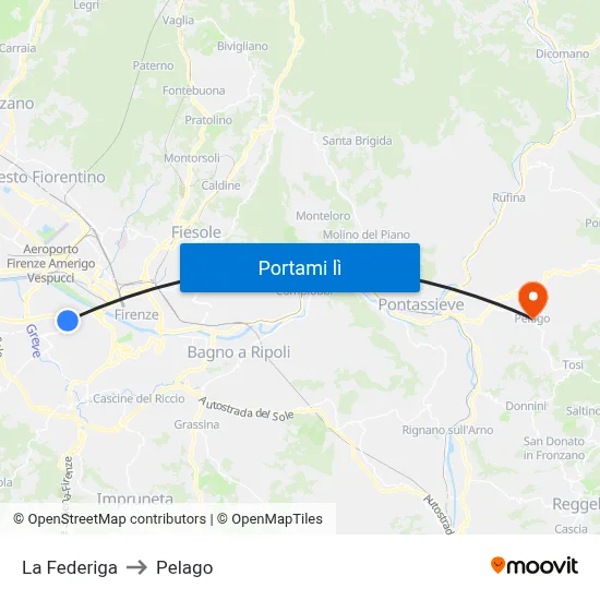 La Federiga to Pelago map