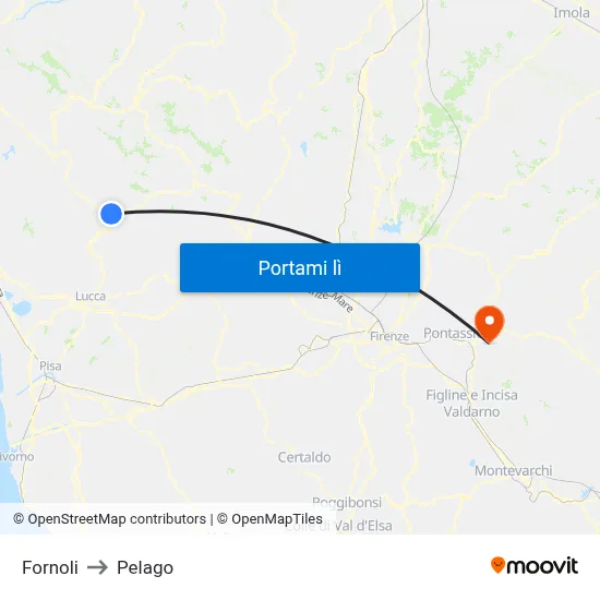 Fornoli to Pelago map