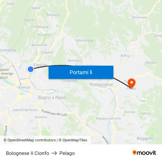 Bolognese Il Cionfo to Pelago map