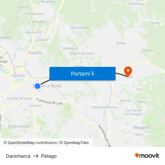 Danimarca to Pelago map