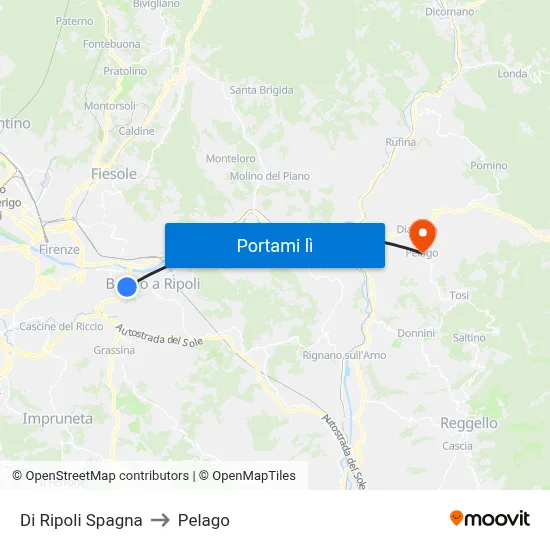Di Ripoli Spagna to Pelago map