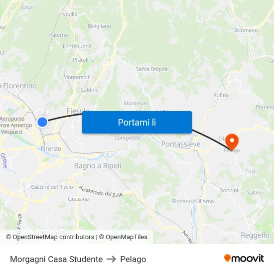 Morgagni Casa Studente to Pelago map