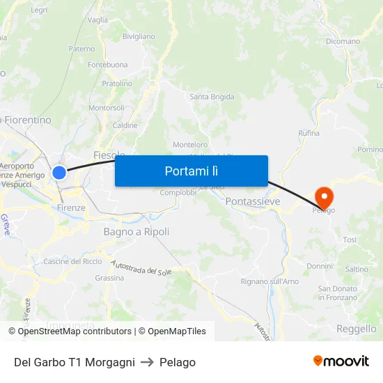 Del Garbo T1 Morgagni to Pelago map