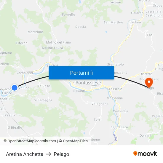 Aretina Anchetta to Pelago map