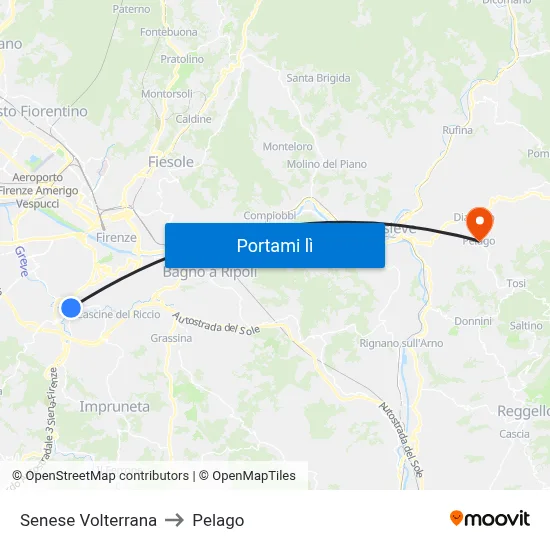 Senese Volterrana to Pelago map