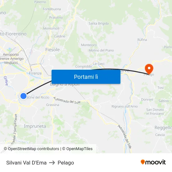Silvani Val D'Ema to Pelago map
