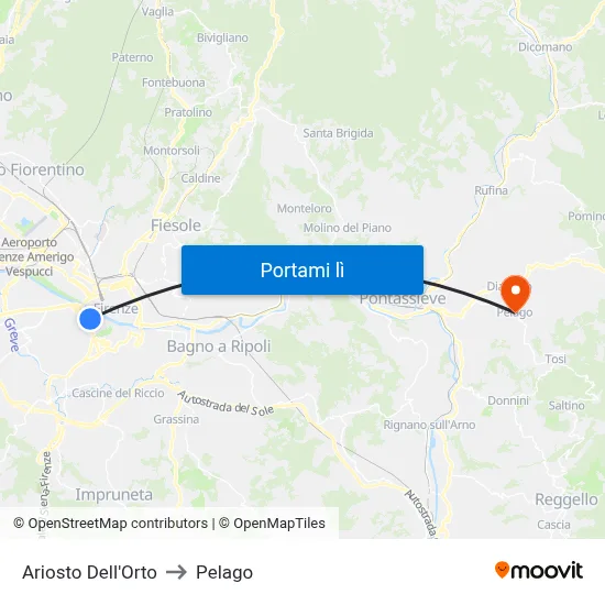 Ariosto Dell'Orto to Pelago map