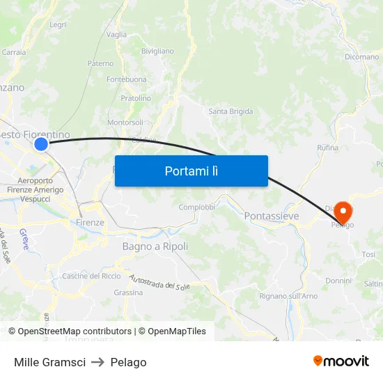 Mille Gramsci to Pelago map
