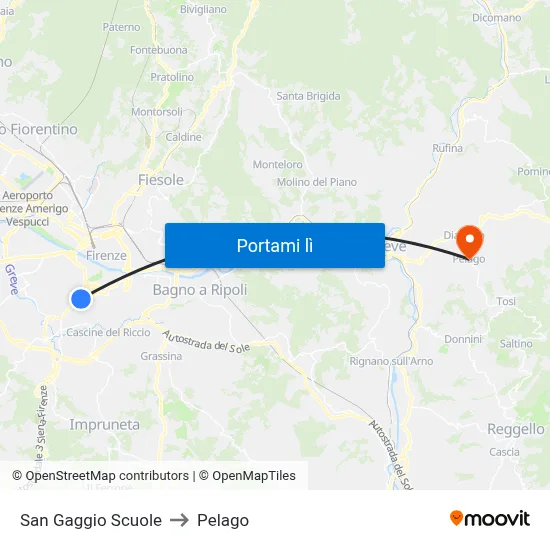 San Gaggio Scuole to Pelago map