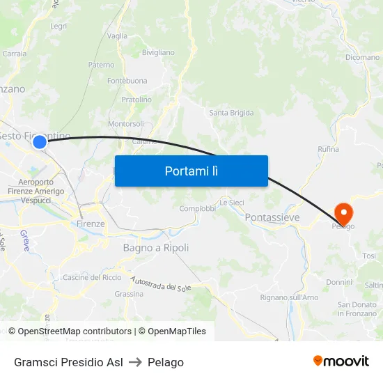 Gramsci Presidio Asl to Pelago map