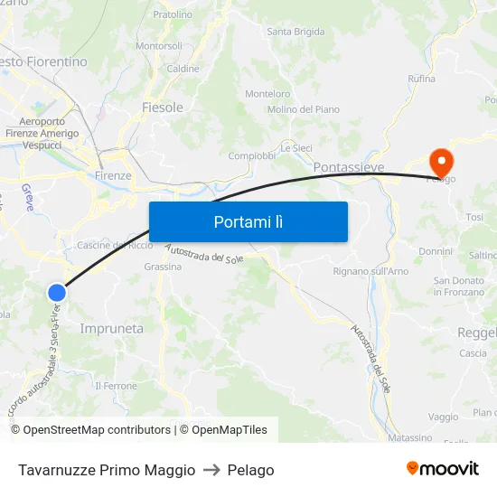 Tavarnuzze Primo Maggio to Pelago map
