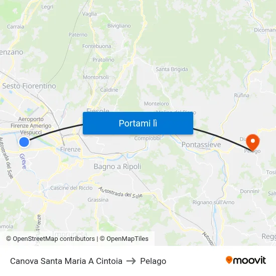 Canova Santa Maria A Cintoia to Pelago map