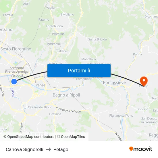 Canova Signorelli to Pelago map