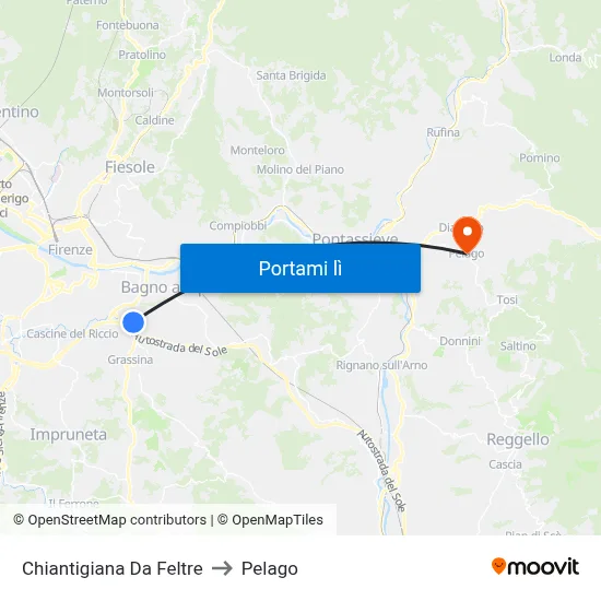 Chiantigiana Da Feltre to Pelago map