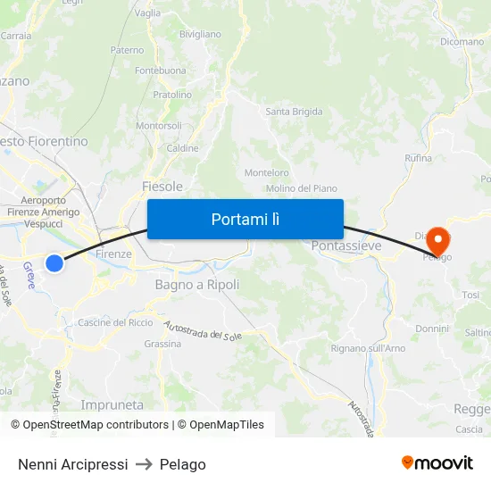 Nenni Arcipressi to Pelago map