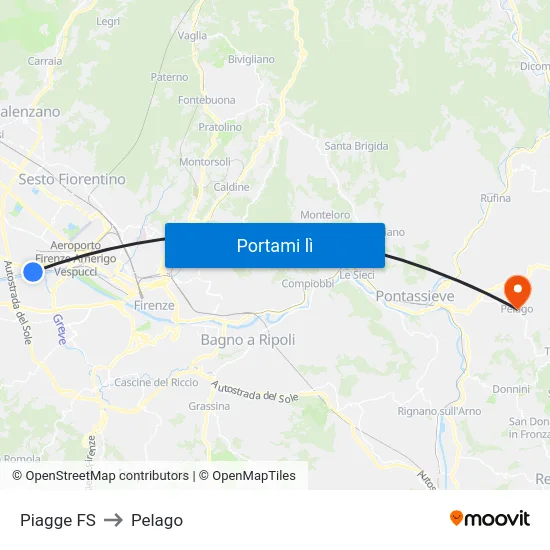 Piagge FS to Pelago map