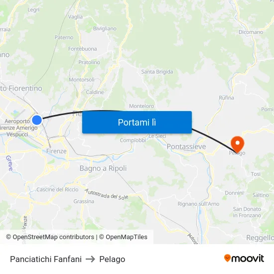 Panciatichi Fanfani to Pelago map