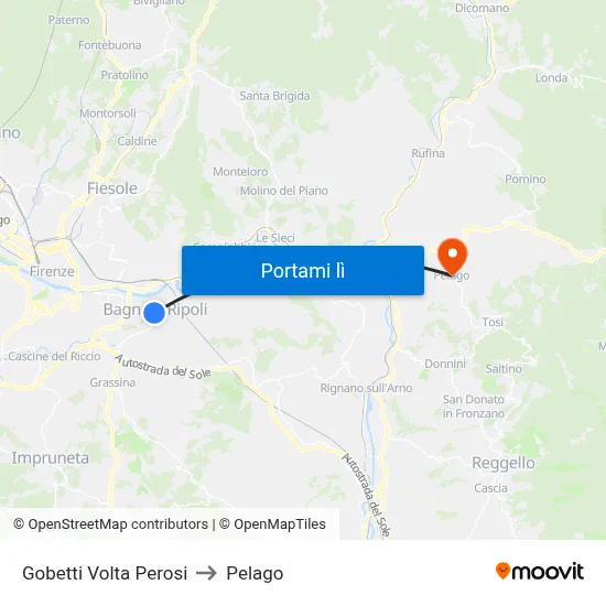 Gobetti Volta Perosi to Pelago map