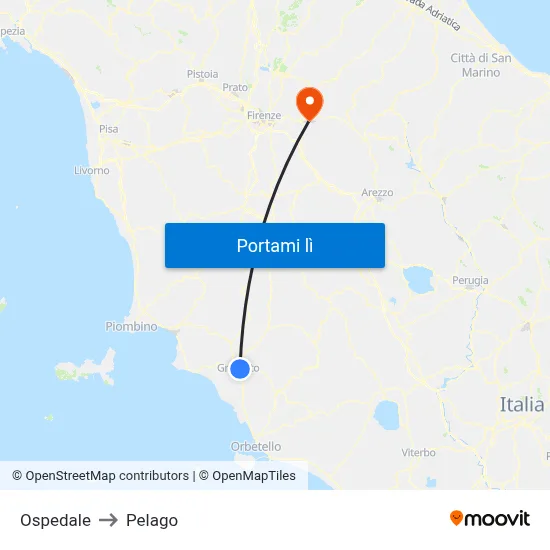 Ospedale to Pelago map
