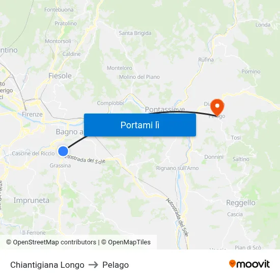 Chiantigiana Longo to Pelago map