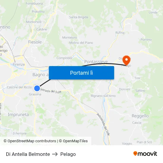Di Antella Belmonte to Pelago map