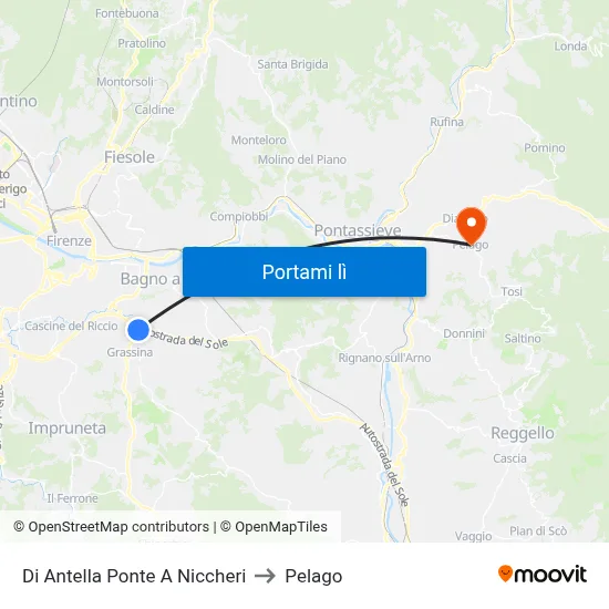 Di Antella Ponte A Niccheri to Pelago map