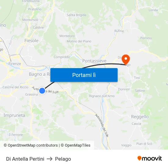 Di Antella Pertini to Pelago map