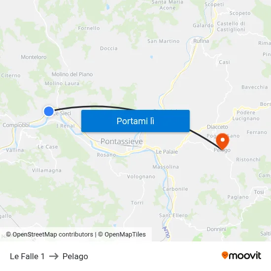 Le Falle 1 to Pelago map