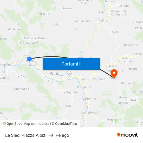 Le Sieci Piazza Albizi to Pelago map