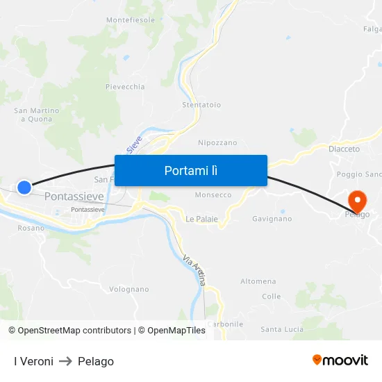 I Veroni to Pelago map