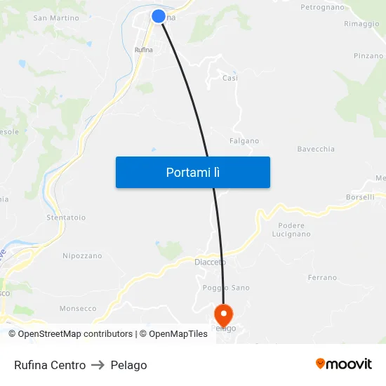 Rufina Centro to Pelago map