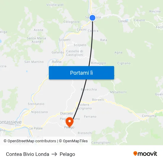 Contea Bivio Londa to Pelago map