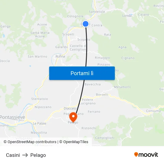 Casini to Pelago map