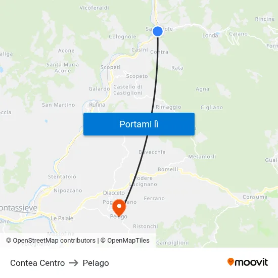 Contea Centro to Pelago map
