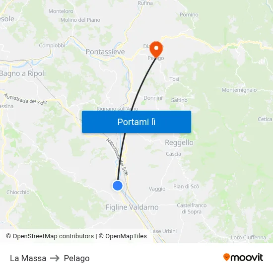 La Massa to Pelago map