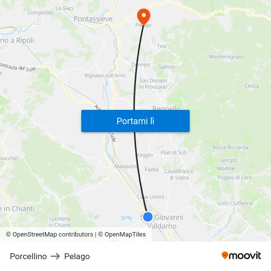 Porcellino to Pelago map