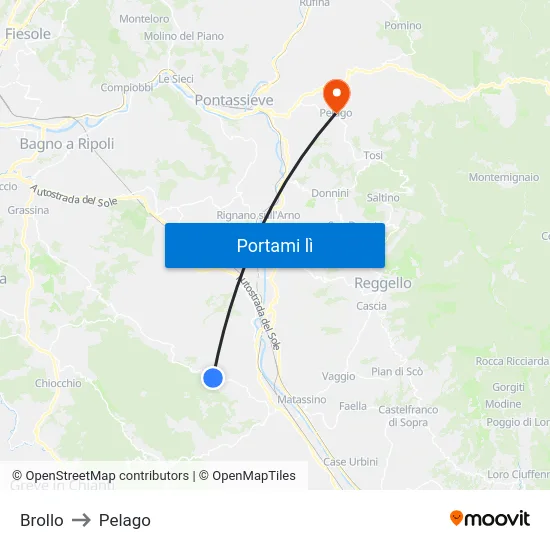Brollo to Pelago map
