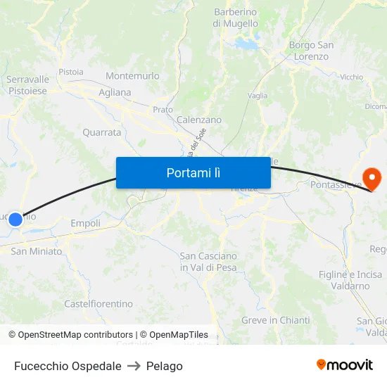 Fucecchio Ospedale to Pelago map