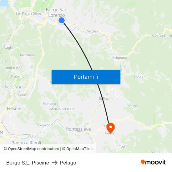 Borgo S.L. Piscine to Pelago map