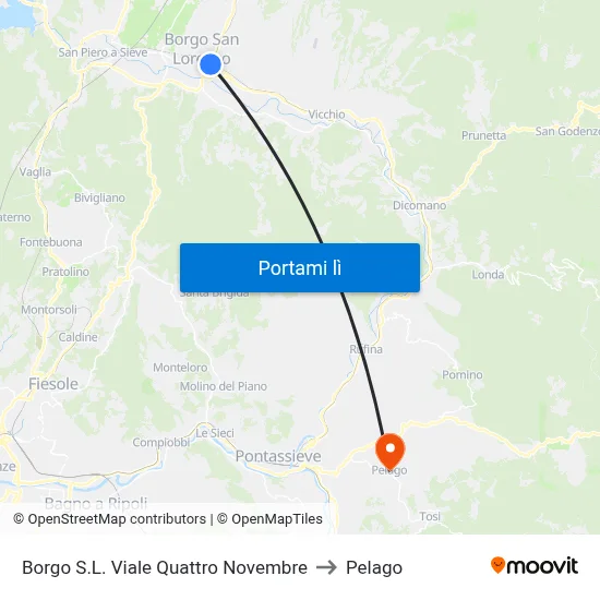 Borgo S.L. Viale Quattro Novembre to Pelago map