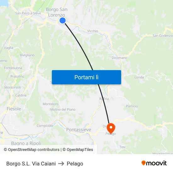 Borgo S.L. Via Caiani to Pelago map