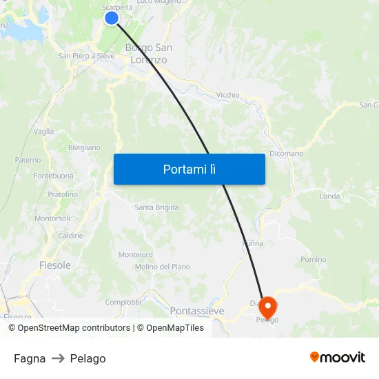 Fagna to Pelago map