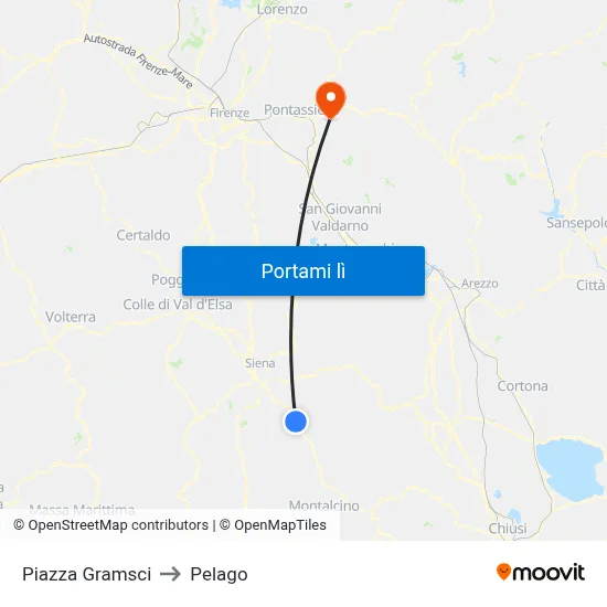 Piazza Gramsci to Pelago map