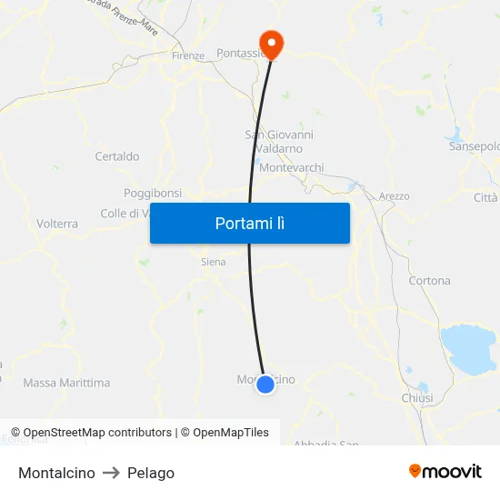 Montalcino to Pelago map