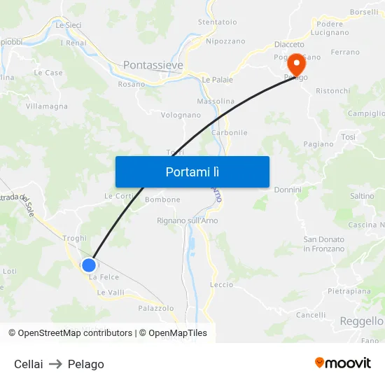 Cellai to Pelago map