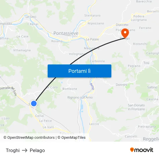 Troghi to Pelago map