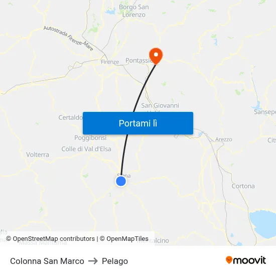 Colonna San Marco to Pelago map