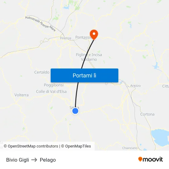 Bivio Gigli to Pelago map