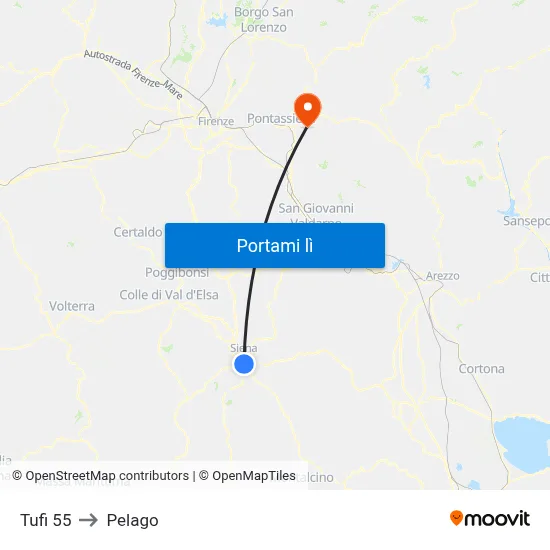 Tufi 55 to Pelago map